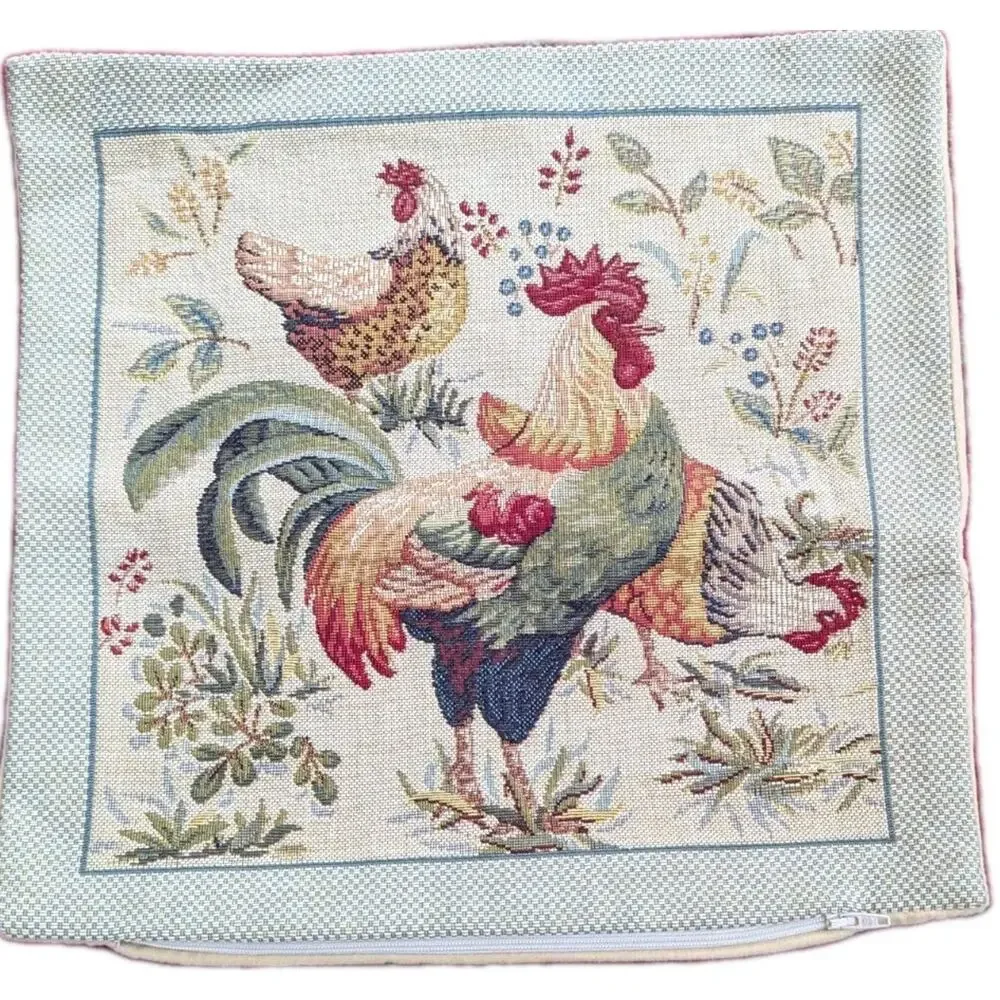 Jules Pansu Rooster Tapestry Pillow Cover Case Made In France Farmhouse Decor